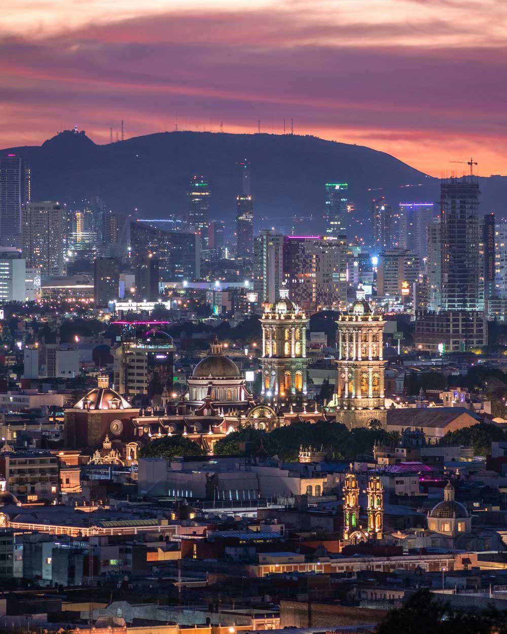 Ciudad  de Puebla al atardecer
